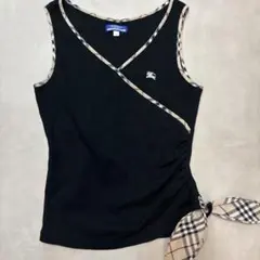 バーバリーブルーレーベル　タンクトップ　ノバチェックパイピング　リボン　M