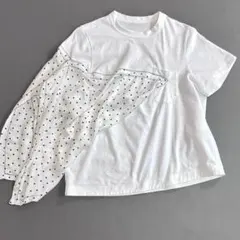 美品 サカイ ドットスカーフドッキングTシャツ 半袖 白 アシンメトリー vf8のサムネイル