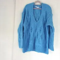 【すぐ発送】ZARAニットセーター水色S長袖