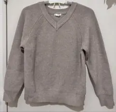 【fifth】ベージュ Vネック リブ編みニット