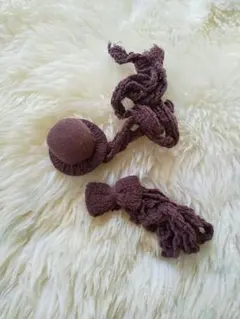 ニューボーンフォト用 シルクハット型帽子と蝶ネクタイセット