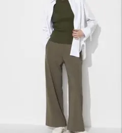 uniqlo クレープジャージーストレートパンツM オリーブ