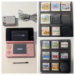 【動作良好】ニンテンドー3DS本体（ピンク）3DS・DSカセット 計14本付き