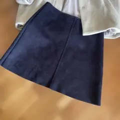 ZARAネイビー スエード風 Aラインスカート