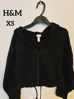 H&M 【XS】ブラック クロップドパーカー レディースのサムネイル