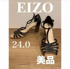 EIZO ブラック ストラップ サンダル.　美品　24.0のサムネイル