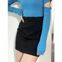 美品【EMODA】カーブウエストミニスカート