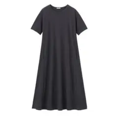GU Aライン　ワンピース　半袖　ネイビー　XL 綺麗め　カジュアル　綿100