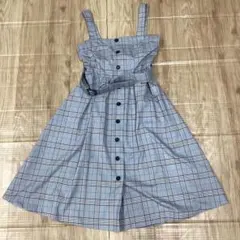 o*o様 ひざ丈　ワンピース　M レディース　チェック　おしゃれ　レトロ　かわい