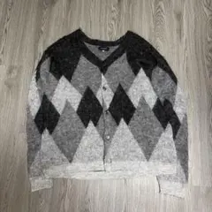MENSダイヤモンド柄カーディガン Lサイズ