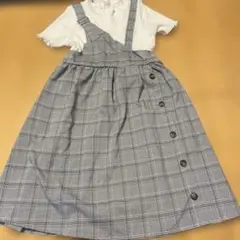 チェック柄サロペットワンピース 140