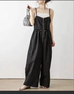 フロントジップ サロペット ワイドパンツのサムネイル