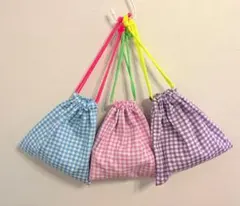☆ギンガムチェック柄巾着袋3点セット☆