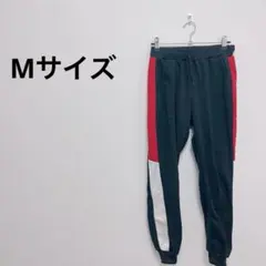 ジョガーパンツ Mサイズ 黒/赤/白 ストライプ ジャージ 裏起毛 冬