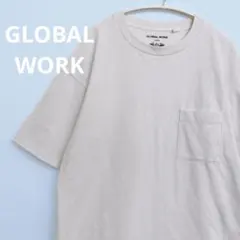 グローバルワーク ビッグシルエット ポケットTシャツ 白 L 厚手 シンプル