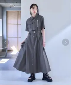美品✨HARE カーゴライクジップワンピース　グレー　人気モデル HARE カーゴライクジップワンピース グレー - メルカリ