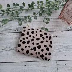 【ハンドメイド】L字ファスナーミニ財布♡ダルメシアン柄♡コンパクト♡やりくり財布