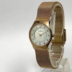 稼働品 SKAGEN 腕時計 スカーゲン シェル ゴールド GOLD QZ 人気のサムネイル
