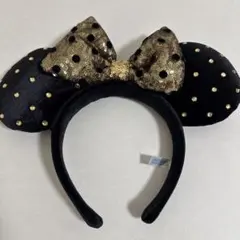 ディズニー　カチューシャ　ゴールド　スパンコール　ミニー