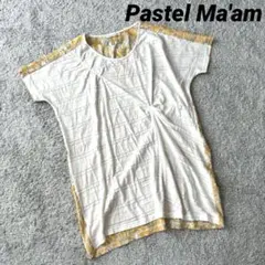 【Pastel Ma'am】半袖膝丈ワンピース 薄手 チュニック クルーネックのサムネイル