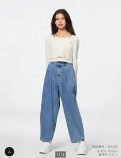 GU girls バレルレッグジーンズJR Mサイズ64BLUE