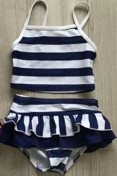 ディーフェセンス　90 ベビー水着セット 赤と白 青と白 ストライプ
