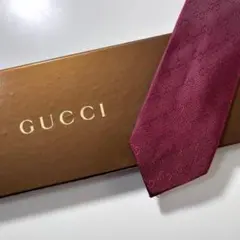 美品 GUCCI ネクタイ シルク100% ワインレッド GG柄