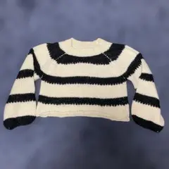 LE CERCLE par ropé ストライプ クロップドニットFサイズ