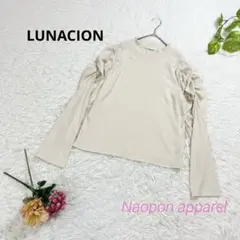 LUNACION パフタックスリーブ　ハイネック　長袖　ニット　L アイボリーのサムネイル