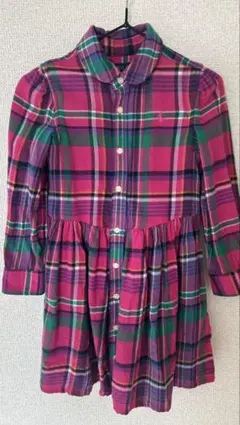 【古着美品】POLO RALPH LAURENピンク系チェック シャツドレス