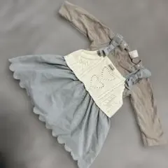 petit main ワンピース 80サイズ グレー アイボリー