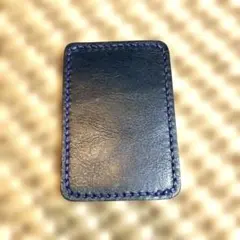 値下！ハンドメイド 手縫いネイビー レザー カードケース