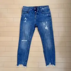 ザラ ZARA メンズ ダメージスキニーデニム L 32 ストレッチ