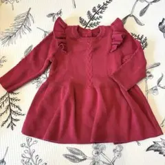 肩フリルニットワンピース 女の子 ベビー服 80cm～90cm