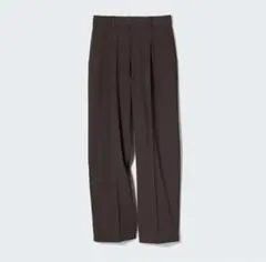 美品 ユニクロ タックワイドパンツ ダークブラウン Lサイズ