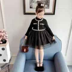 裏起毛ワンピース フォーマル おめかし チュールスカート子供服 卒園式
