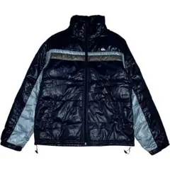 【QUIKSILVER】ダウンジャケット L ネイビー 切替 Y2K テック