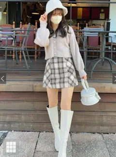 インパン裏地付きチェック柄ツイードミニスカート