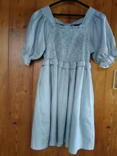 【美品】❤メゾピアノ❤グレー色ギンガムチェック柄ワンピース１５０cm