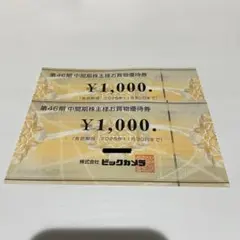 ビックカメラ 株主優待券 ¥1,000 2枚