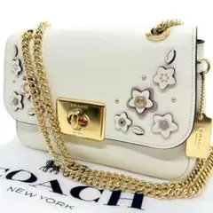 ✨美品✨ COACH ショルダーバッグ ティーローズ 花 ターンロック 金