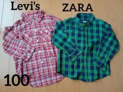 ZARA BOYS チェック柄 リーバイス 長袖シャツ 104cm 100cm