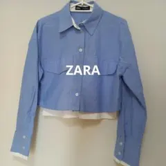 ZARA ザラ 長袖シャツ ブルー ホワイト レイヤード