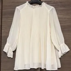 VIS アコーディオンプリーツフリルシフォンブラウス