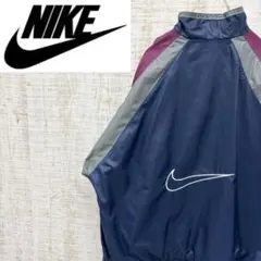 BY128《90s》ナイキ　ナイロンジャケット　刺繡ビッグロゴ　白タグ