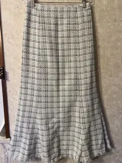 チェック柄 フレアスカート ツイード風