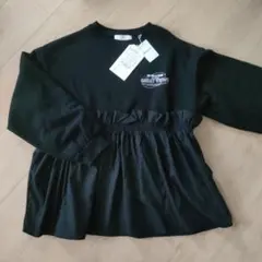 Utarimina様専用　ブラック 長袖チュニック　バックプリント　L　裏起毛