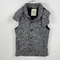 美品 ikka イッカ ダウンベスト フード付き メンズ シンプル 万能 灰 M