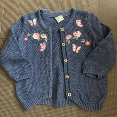 H&M 花柄刺繍 カーディガン 68cm ネイビー