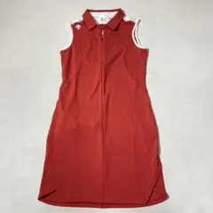 美品【デサント】ジャージー ノースリーブ ゴルフ ワンピース 撥水 M